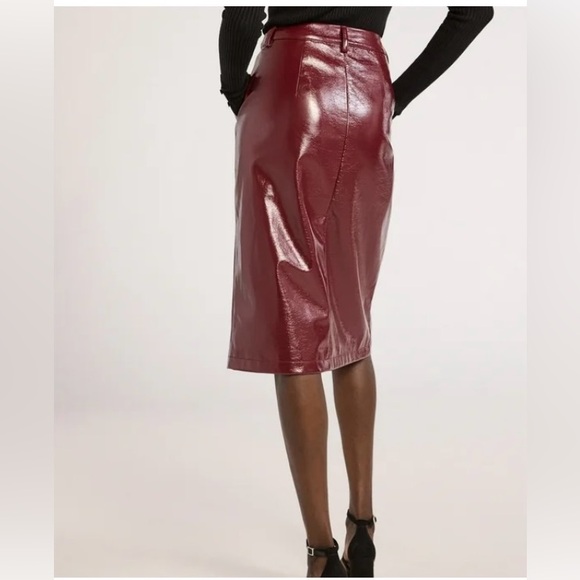 NWT Scoop faux patent leather skirt in Cabernet - Picture 4 of 10